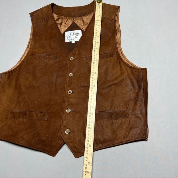 Remy Leather Men’s Brown Vest with Rustic Charm Size L - Picture 7 of 11
